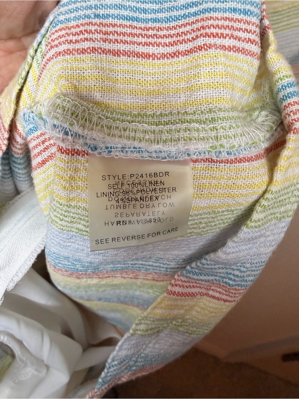Sugarlips Striped Linen Romper Medium Rainbow Tie Waist Summer Vacation Medium - Picture 8 of 8